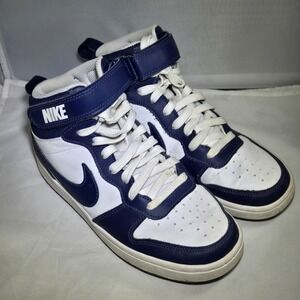 Nike Court Borough Mid 2 Youth Size 5Y White Blue Leather Sneakers CD7782-107